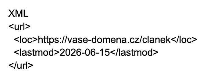 Nastavení souboru sitempa.xml