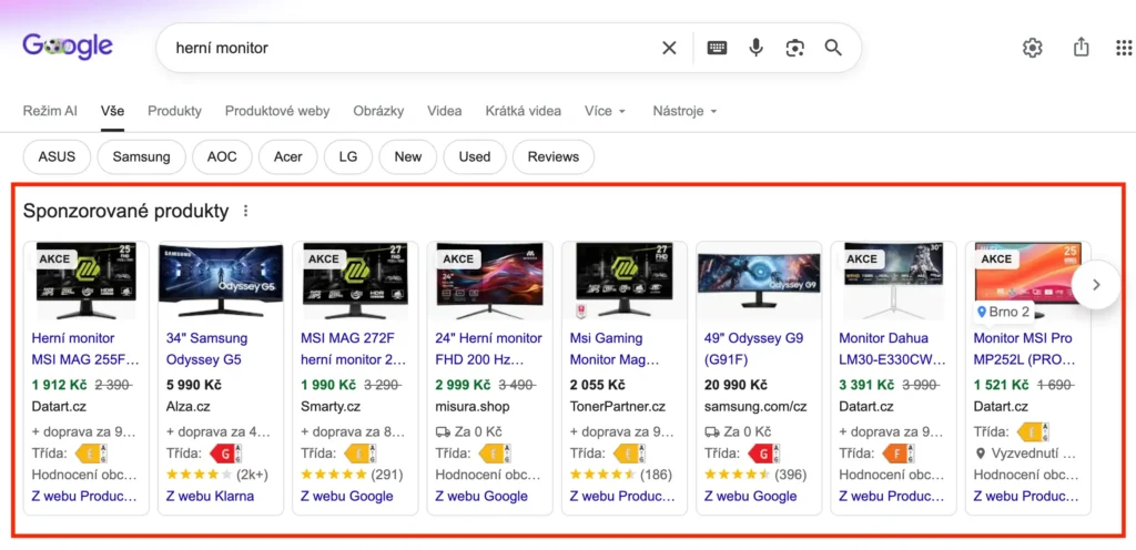 Google Shopping v serpu