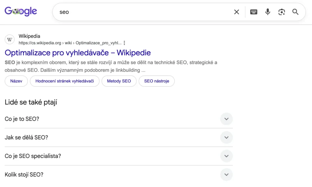 SERP - stránka výsledku vyhledávání